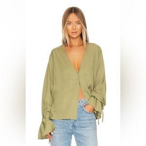 L'Academie Olive Green Blouse